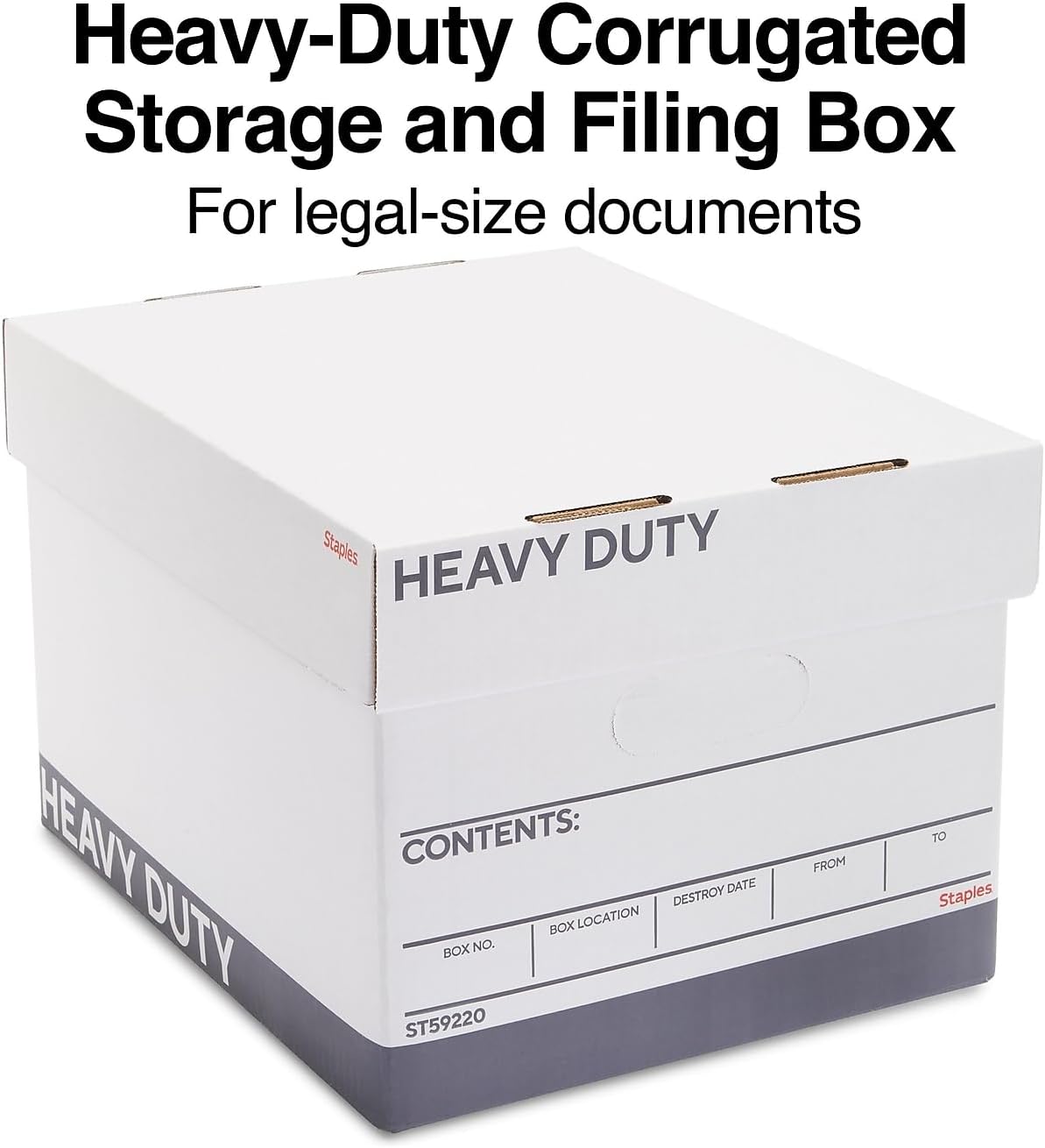 STAPLES Storage & Filing Box, Medium-Duty with Handles & Removeable Lid, Letter Size Documents, Stackable, 12-Pack, White/Gray