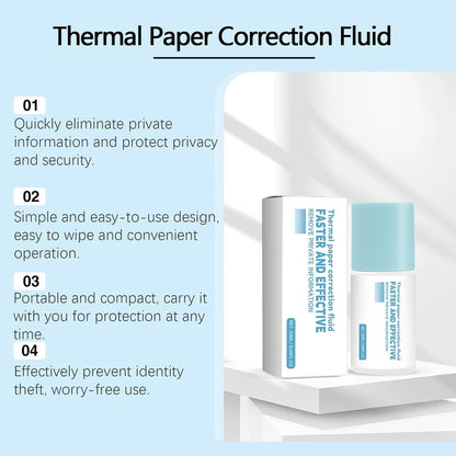 Thermal Paper Eraser - Quick Dry Correction Fluid | 20ml Anti Leakage Handmade Privacy Protection Solution & Thermal Sensitive Paper Restorer for Receipt Ticket Shipping and Document