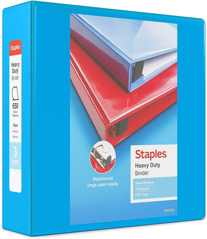 Staples Heavy-Duty 2-Inch D-Ring View Binder, Reinforced Spine, Holds Up to 450 Sheets, Gray, for Office & School