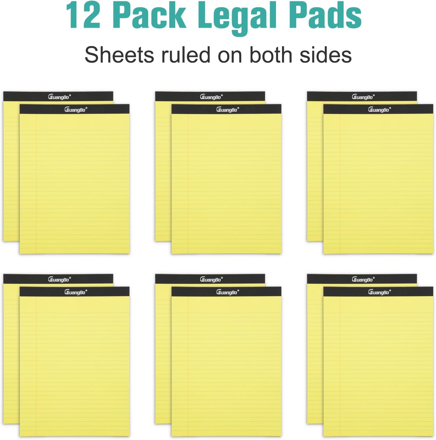 12 Pack White Legal Pads 8.5 x 11 Wide Ruled Note Pad 50 Sheets Notepads Micro Perforated Writing Pad for Work Study Daily Note Taking List