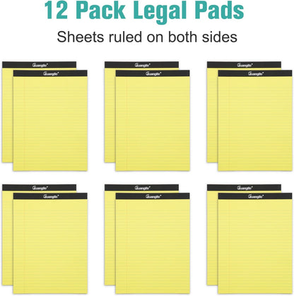 12 Pack White Legal Pads 8.5 x 11 Wide Ruled Note Pad 50 Sheets Notepads Micro Perforated Writing Pad for Work Study Daily Note Taking List