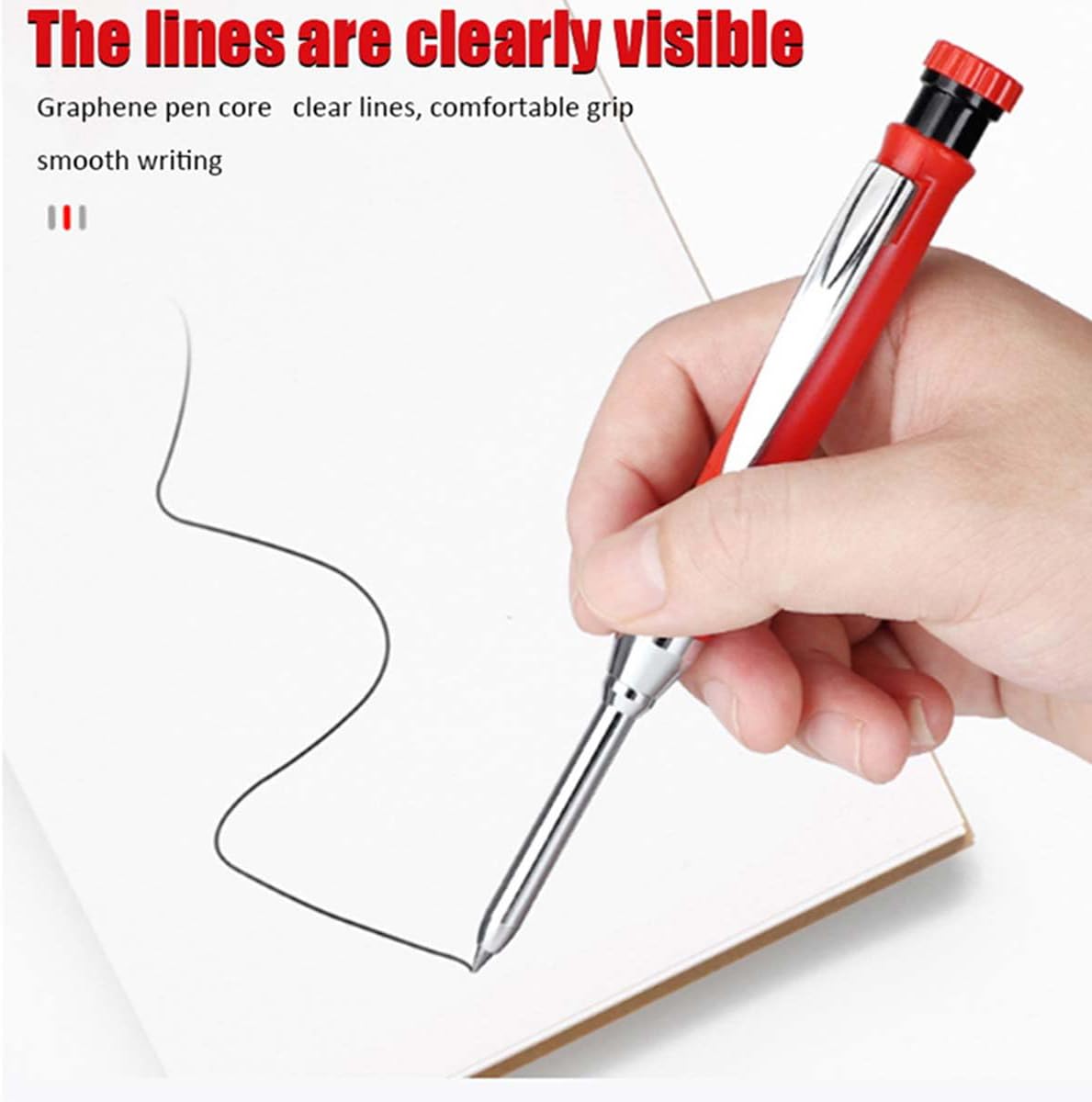100Pcs Pencil Refills, 2.8mm Pencil Leads, Solid Carpenters Refills Replacement, Deep Hole Marker, Waterproof for Woodwork Construction Building (red)
