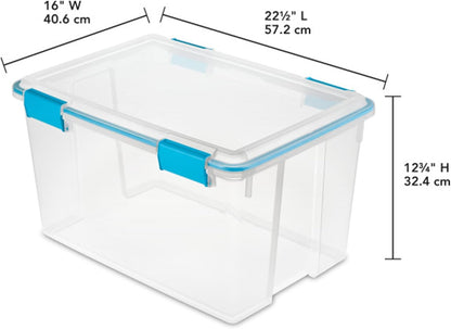 Sterilite 4-Pack Gasket Box, Weather-Resistant Storage Bins with Latching Lids, 32 Quart - Heavy-Duty Organizing Containers for Closet, Bathroom, and Office