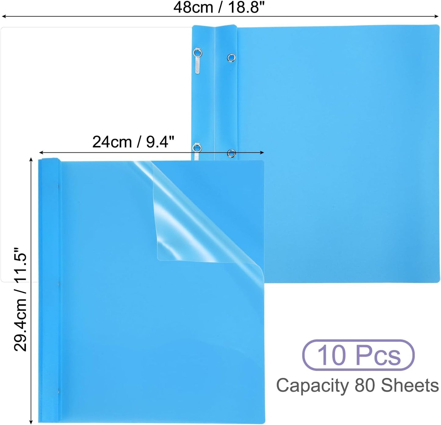 PATIKIL Plastic Report Covers with Prong, 10 Pcs 80 Sheet Clear Front Presentation Binders with 3 Metal Prong Fasteners Report Folder for Resume Documents Files Letter, Grass Green