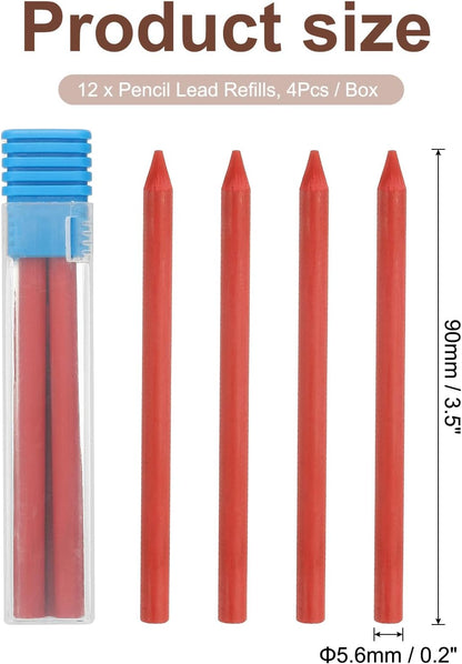 PATIKIL 12Pcs 5.6mm 2B Carpenter Pencil Lead Refills, Solid Dry Pencil Refills Break Resistant Lead Refill for Mechanical Carpenter Pencil Construction Pencils Art Drafting, Blue