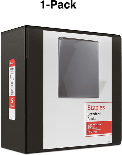 Staples Standard 2-Inch 3-Ring View Binder, Holds Up to 450 Sheets, Orange, Durable Binder for Office & School