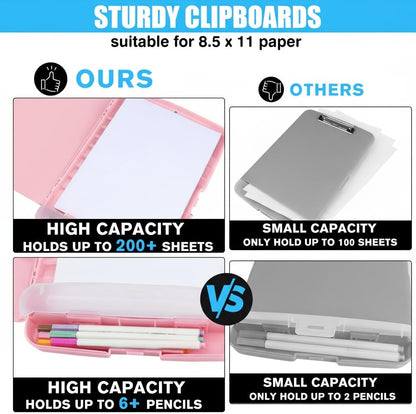 Red Plastic Clipboard with Storage,TFDLCG zm High Capacity Clip Boards 8.5x11,A4 Binder Nursing Clipboard Folder Heavy Duty for Women Teachers Work,School Office