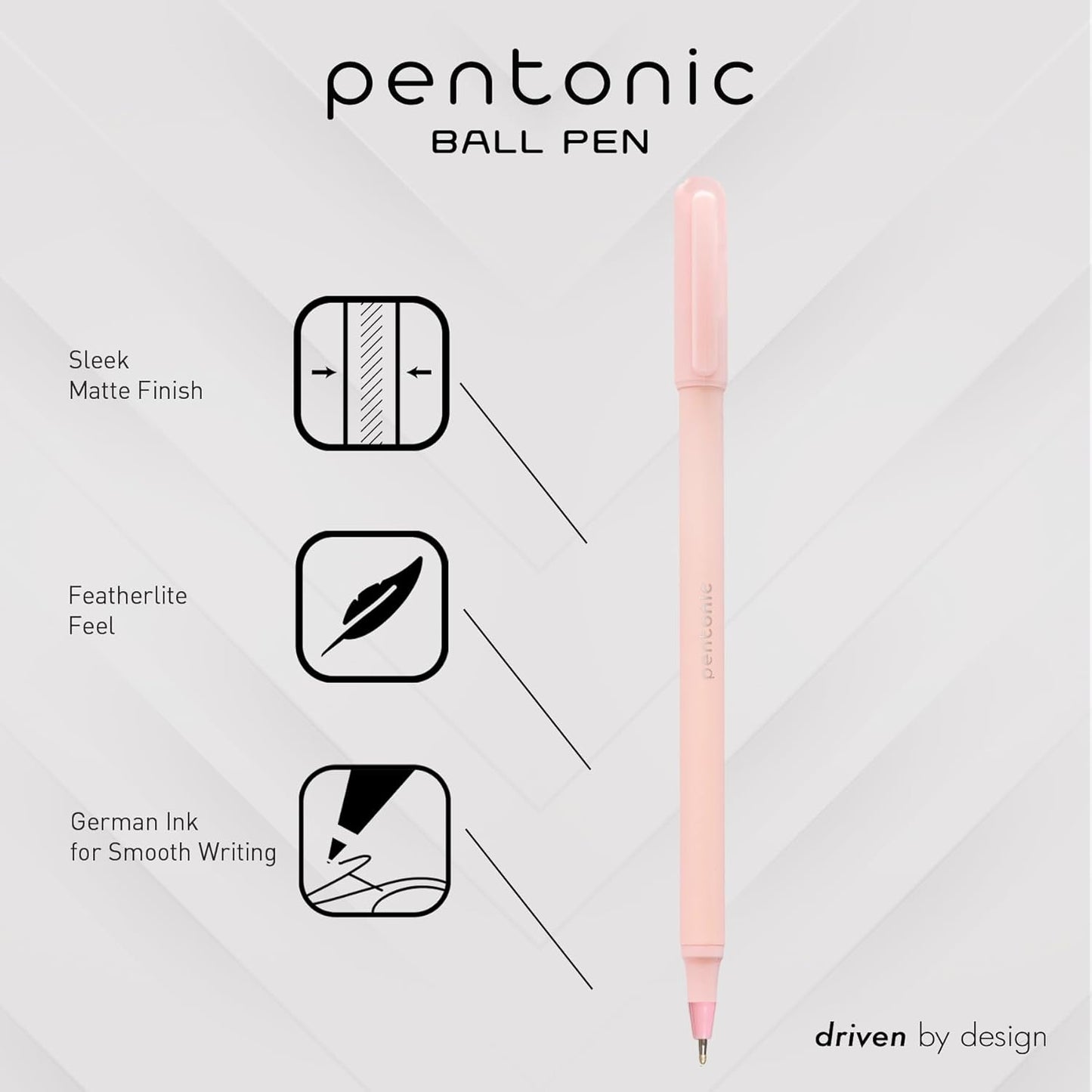 Pentonic Ballpoint Pens, 10 Count, Frosted Pale Gray Barrel with Black Ink, 0.7 mm Fine Point, Smooth Writing For Journaling & Note Taking (PEN13086)