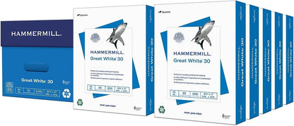 Hammermill 86700 Great White Recycled Copy Paper, 92 Brightness, 20lb, 8-1/2 x 11, 5000 Shts/Ctn