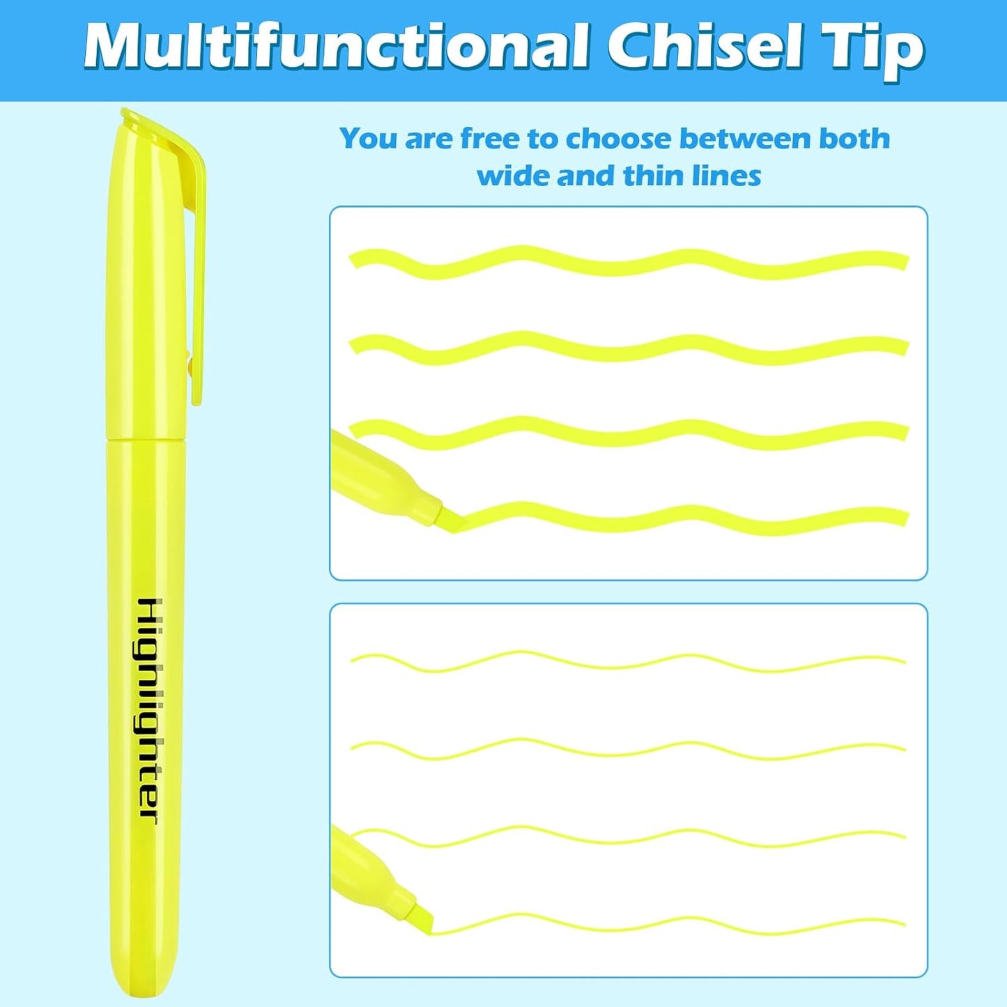 YEGEER Highlighters Bulk, Chisel Tip Dry-Quickly Highlighter Markers, 60 Count-Yellow Highlighters Pack for Adult Kids, Teachers Supplies for School, Classroom Must Have