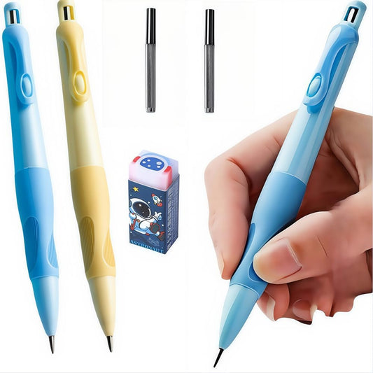 Handwriting thick mechanical pencils with grip: 2.0MM HB Pencil for kids with 14 leads (6 pack)