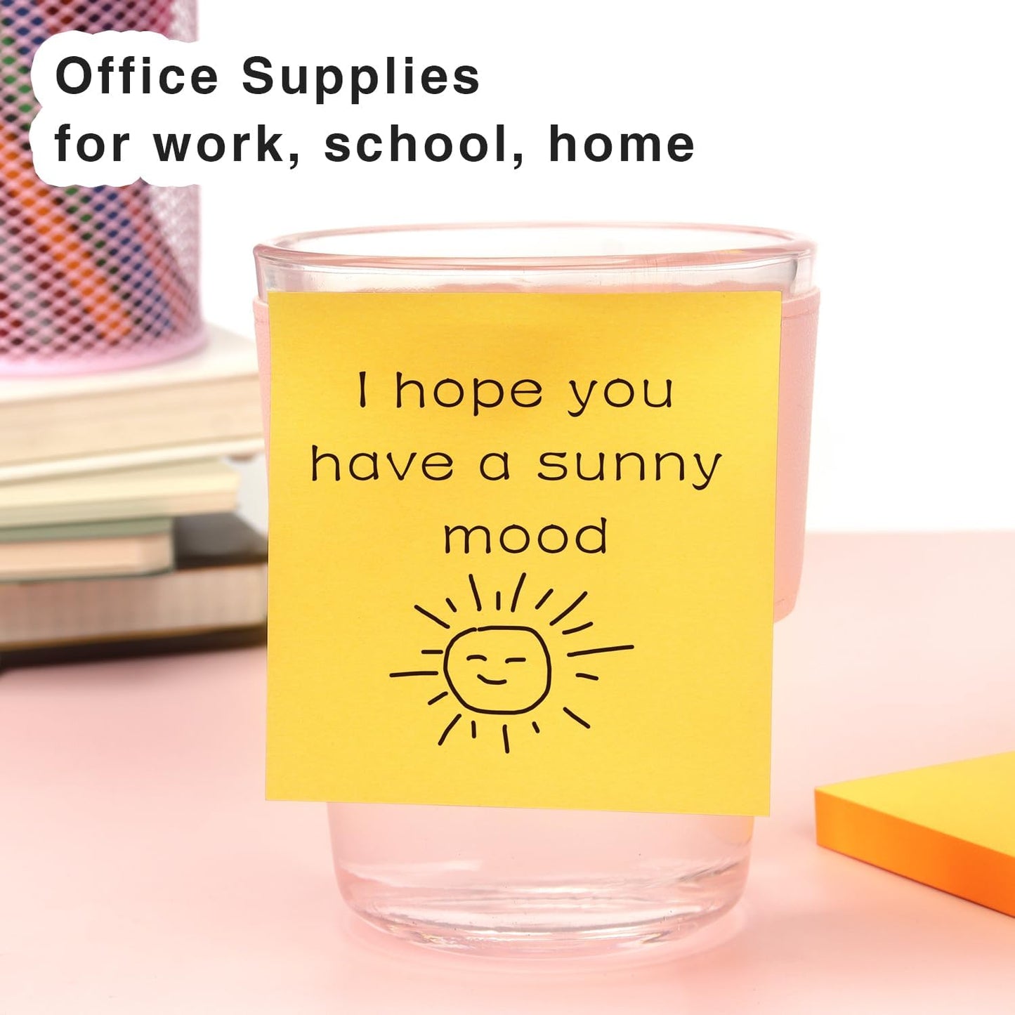 Sticky Notes 3x3 Self-Stick Notes Bright Colors Sticky Notes 4 Pads 100 Sheets/Pad (Yellow)