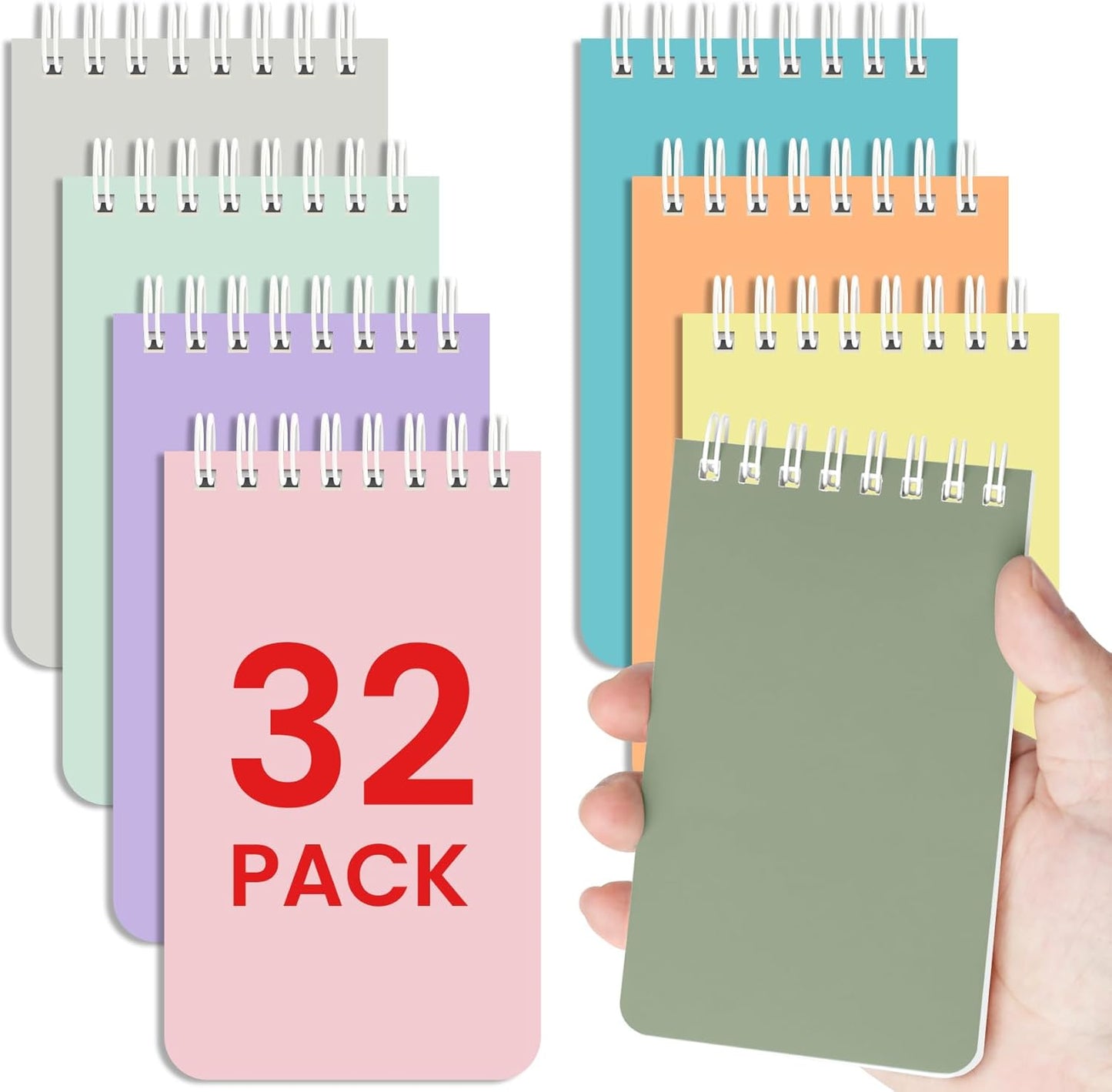 Taja Pocket Small Notebook 3" x 5", Set of 8 Mini Little Spiral Notebook, Nursing Notepad, Perfect for Work, School, Office, Nurse, Travel - Neutral