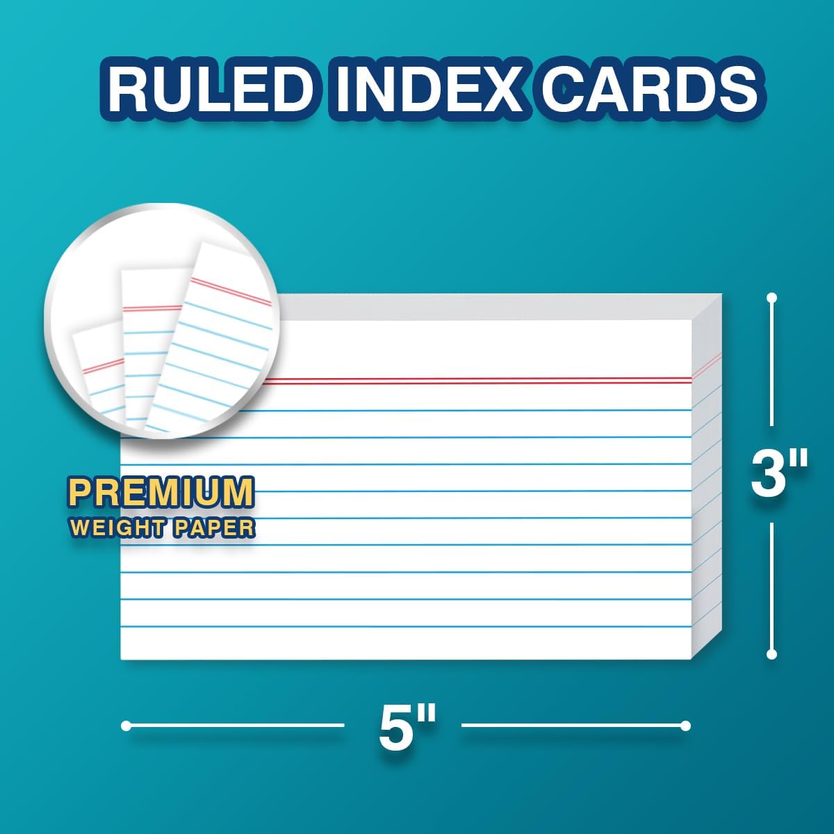 H4D 3x5 Index Card Holder with 100 Heavyweight Ruled Index Cards and 25 Plastic Dividers, Black