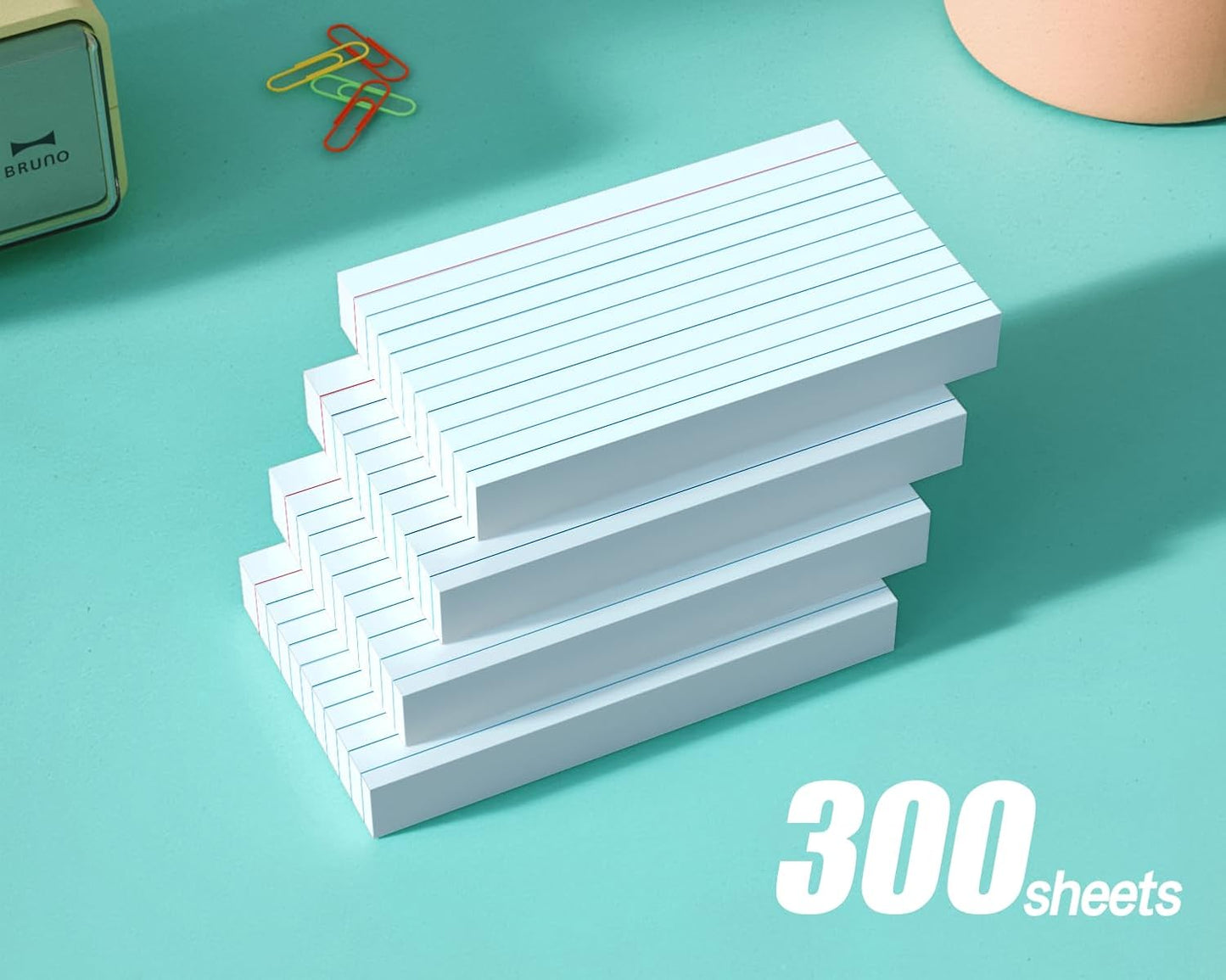 YIZUUN Index Cards 3x5, Flash Cards with Ring, 200 PCS, Ruled Note Cards, Flash Cards for Studying, 4 Packs of 50 sheets, 3x5 Note Cards for Office, Home, School