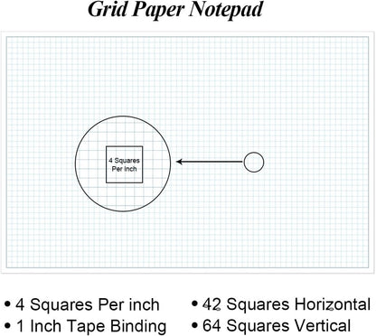 Yaridar (3-Pack) Engineering Graph Paper Pad - 17" x 11" Grid Paper for Engineering, Drafting, Blueprint Drawing, 75 Sheets/150 Pages 4x4 Blue Quad Rule by Better Office Products