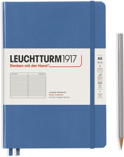 LEUCHTTURM1917 - Notebook Hardcover Medium A5-251 Numbered Pages for Writing and Journaling (Navy, Ruled)
