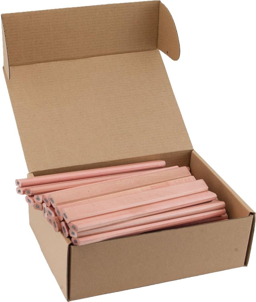 GRAPHITE Hard Lead Carpenter Pencils Bulk - (1) Pack of 12 Pieces Lumber Wooden Pencil #2 (HB) - Red
