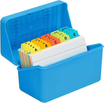 H4D 3x5 Index Card Holder with 100 Heavyweight Ruled Index Cards and 25 Plastic Dividers, Black