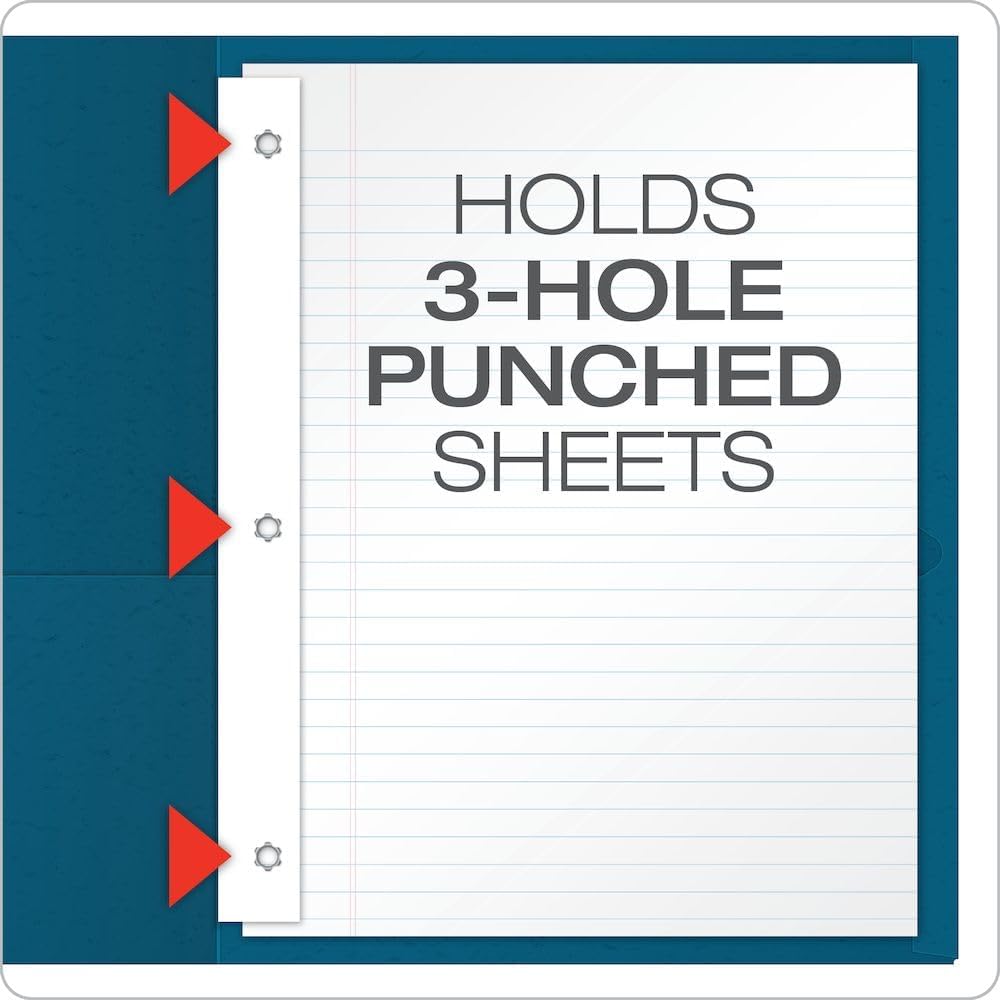 Oxford Two-Pocket Folders w/Fasteners, Red, Letter Size, 25 per Box (57711)