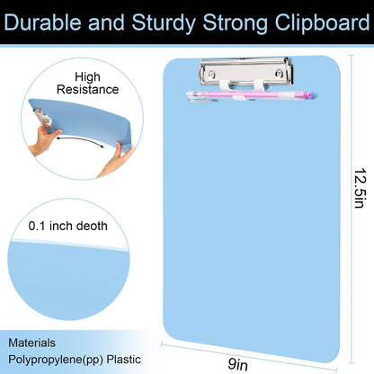 SFLHHDM 1 Pcs Clear Glitter Clipboards, Plastic Clipboard with Pen Holder, Size 8.85 x 12.4 in Shiny Clipboards with Low Profile Clip, Cute Hanging Clipboard for Office School Sparkly Clip Board-Pink