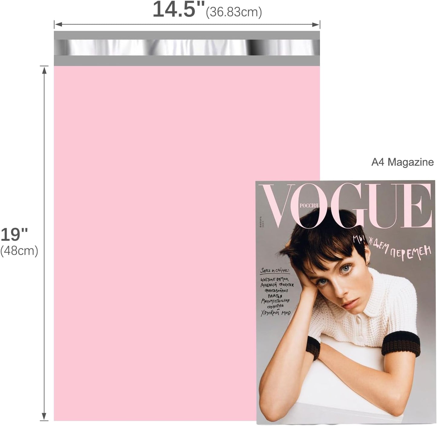 Fuxury Poly Mailers 14.5x19 Inch 50pc Shipping Bags for Small Business Mailing Envelopes for Clothing,Self Seal Shipping Envelopes Waterproof Poly bags Durable Packaging Bags Light Pink