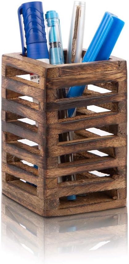 Birthday Gift Ideas Handcrafted Wooden Pen Pencil Holder Organizer For School Desk Home or Office Unique Stationary Supplies for Kids Girls Boys Adults Artists Birthday Housewarming Gift Ideas
