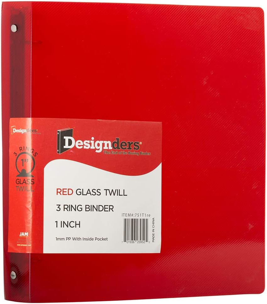 JAM PAPER Plastic 0.75 inch Binder - Clear 3 Ring Binder - Sold Individually