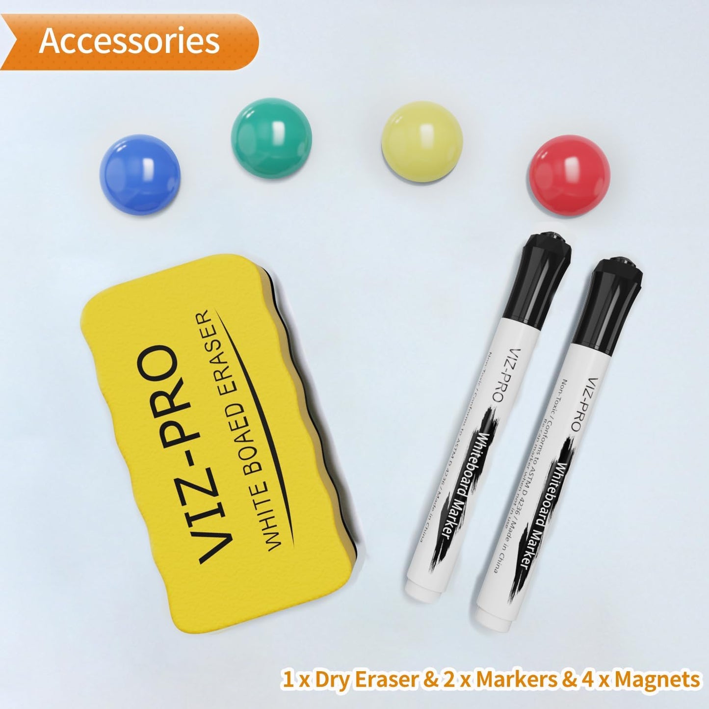 VIZ-PRO Magnetic Dry Erase White Board, 36 X 24 Inches, Black Aluminium Frame