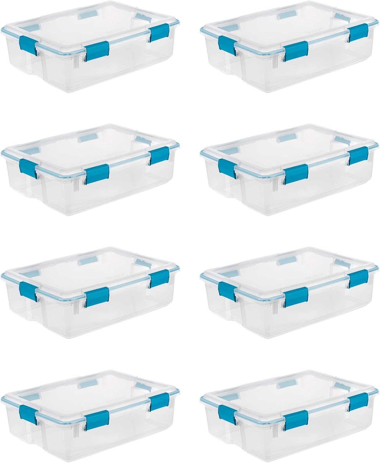 Sterilite 4-Pack Gasket Box, Weather-Resistant Storage Bins with Latching Lids, 32 Quart - Heavy-Duty Organizing Containers for Closet, Bathroom, and Office