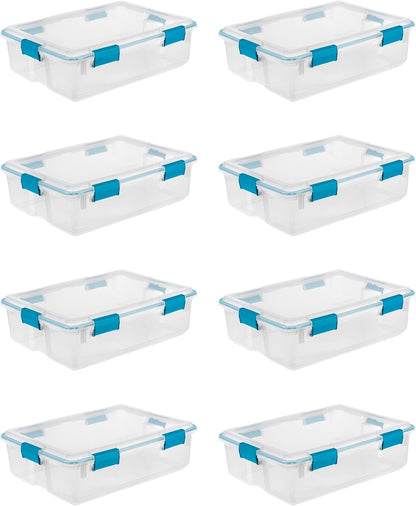 Sterilite 4-Pack Gasket Box, Weather-Resistant Storage Bins with Latching Lids, 32 Quart - Heavy-Duty Organizing Containers for Closet, Bathroom, and Office