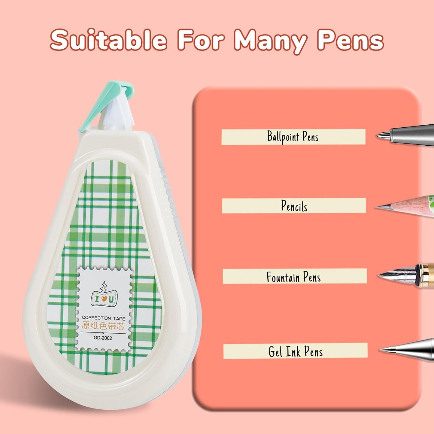 Temiary 5 Pcs Aesthetic Beige Correction Tape, Smooth Glide Quick Dry Tapes for Instant Corrections, Easy to Use White Tape Out Applicator Set for Office Note Taking, Journaling (Plaid Patterns)