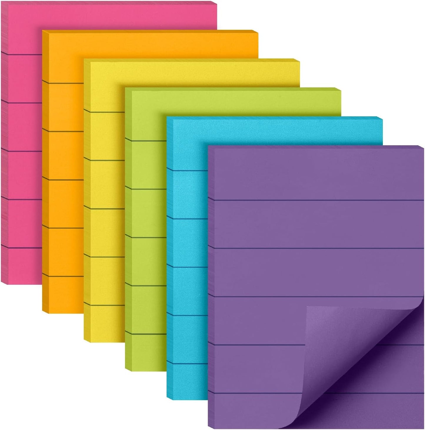 Mr. Pen- Lined Sticky Notes, 3" x 3", 12 Pads, 60 Sheets/Pad, Morandi Color, Bulk Sticky Notes with Lines, Ruled Post Stickies, Memo Pads, Self-Stick Note Pad for Office, School, Home, Study