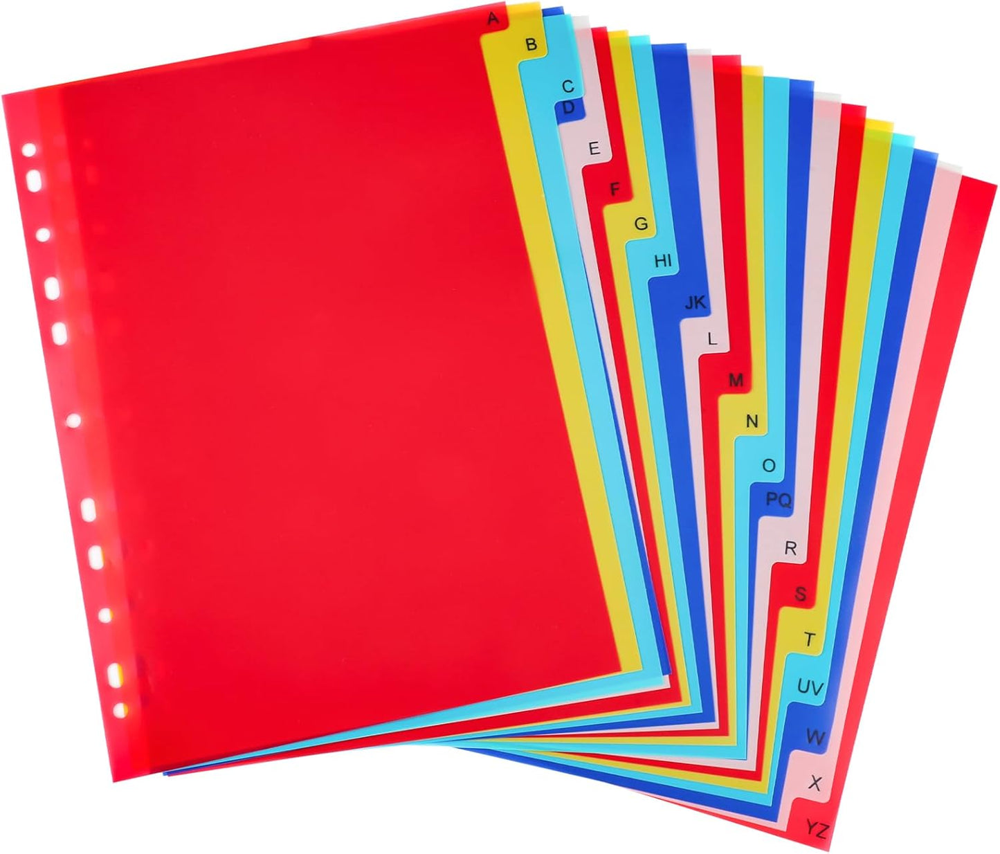 21 Tab A-Z Binder Dividers, 3 Ring Plastic Binder Dividers with Tabs Multicolor Alphabet Dividers for 2/3/4/11 Ring Binders, Letter Size (8.2×11.6 Inch)