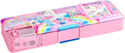 Henoyso Multifunctional Pencil Box for Girls Butterfly Pencil Case with Calculator and Sharpener Cool Cute Pencilcase School Supplies Essentials Christmas Birthday Gift Present for Kids Teens