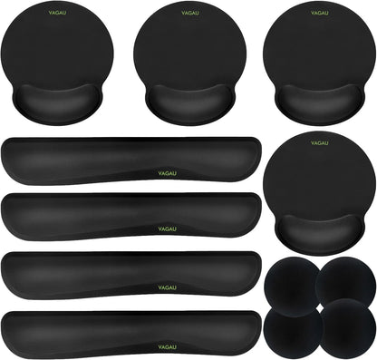VAGAU Premium Keyboard Wrist Rest and Mouse Pad Wrist Support, Ergonomic Memory Foam Set for Office, Laptop, Mac, Computer and Gaming, Comfortable Typing &Wrist Pain Relief (2 Pack)