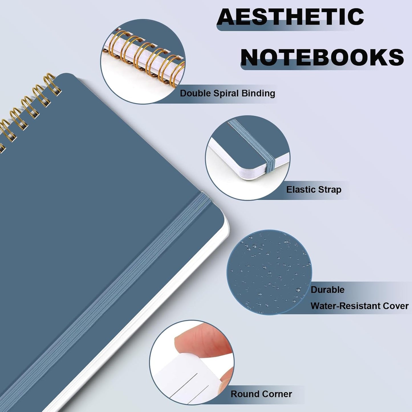 4 PCS Small Spiral Notebook 5x7, Spiral Journal Notebook, Notebooks for Work, Note Taking, School, Small Notebooks 5x7 with Strap, Cute Notebooks for Women 50 Sheets