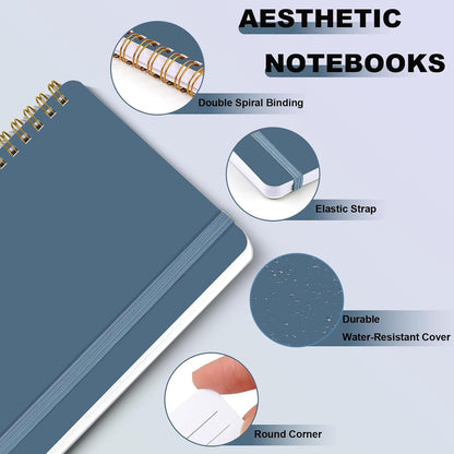 4 PCS Small Spiral Notebook 5x7, Spiral Journal Notebook, Notebooks for Work, Note Taking, School, Small Notebooks 5x7 with Strap, Cute Notebooks for Women 50 Sheets
