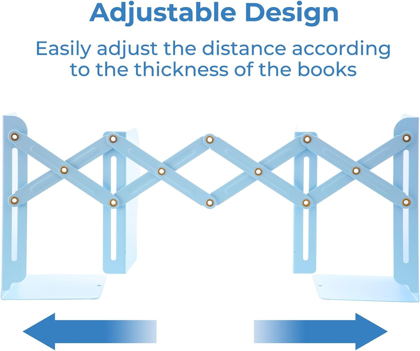 M&G Adjustable Bookends Book Ends for Shelves, Metal Bookend for Heavy Books, Desk Magazine File Organizer Holder Extends up to 20in, Book Stopper for Home, Office, Classroom (Black)