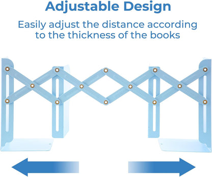 M&G Adjustable Bookends Book Ends for Shelves, Metal Bookend for Heavy Books, Desk Magazine File Organizer Holder Extends up to 20in, Book Stopper for Home, Office, Classroom (Black)