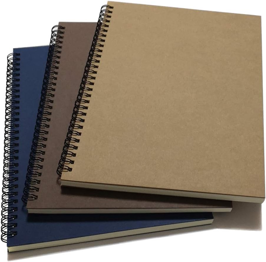 YUREE Spiral Notebook/Spiral Journal Lined, B5 Hard Kraft Cover Wire Bound Notebook Ruled, 70 Sheets (140 Pages), 10.5" x 7.3", Brown