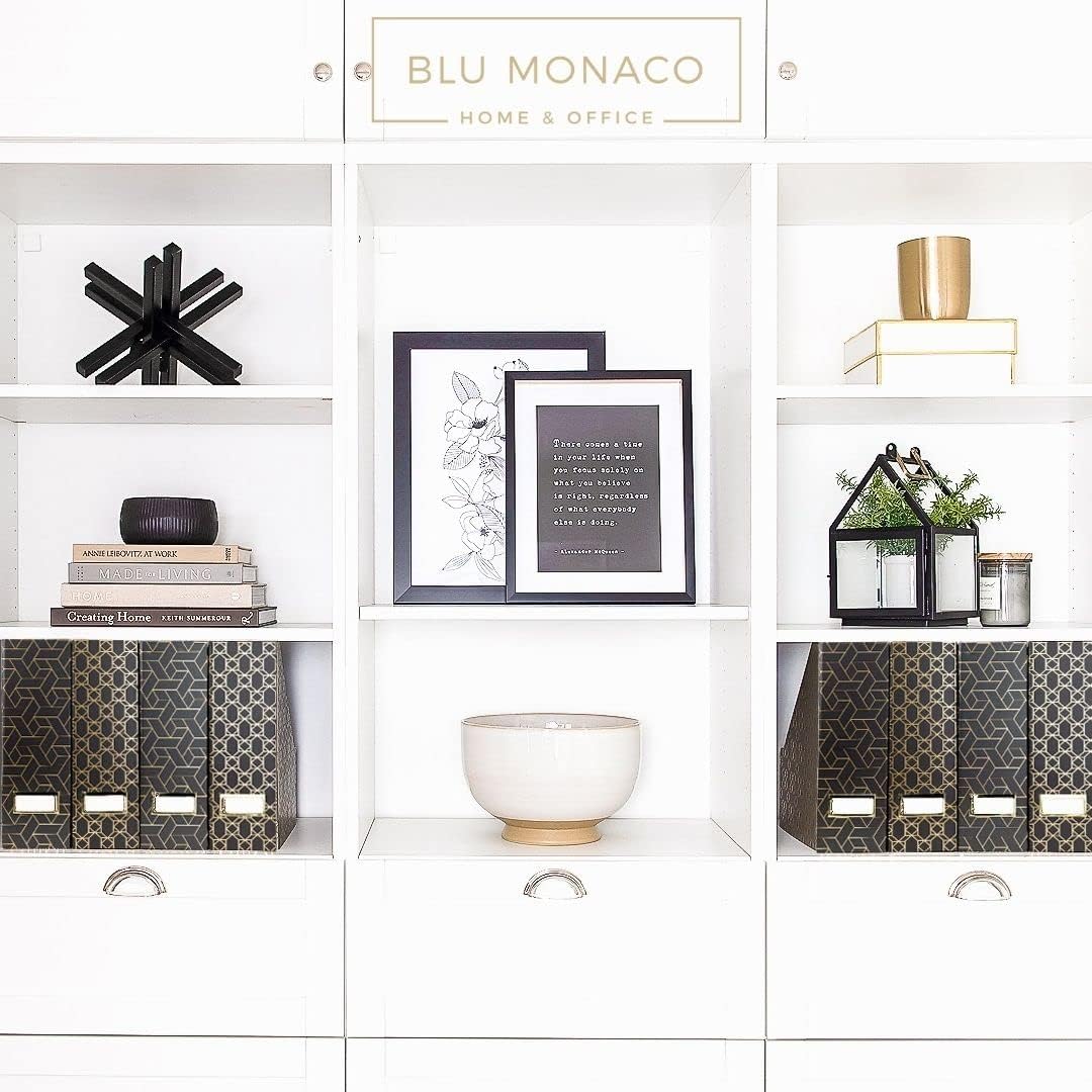 BLU MONACO | Cardboard Magazine File Holder Set of 4 | Vertical Magazine File Holder for Desk and Shelves | Standing File Holder for Classroom School Paper Storage