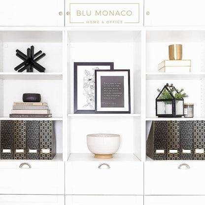 BLU MONACO | Cardboard Magazine File Holder Set of 4 | Vertical Magazine File Holder for Desk and Shelves | Standing File Holder for Classroom School Paper Storage
