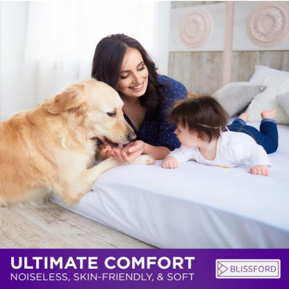 BLISSFORD Queen Plastic Mattress Protector - Heavy Duty, Fitted Vinyl - Plastic Mattress Cover, Rubber Sheets for Bedwetting Adult or Child, 100% Waterproof Fitted Sheet Queen