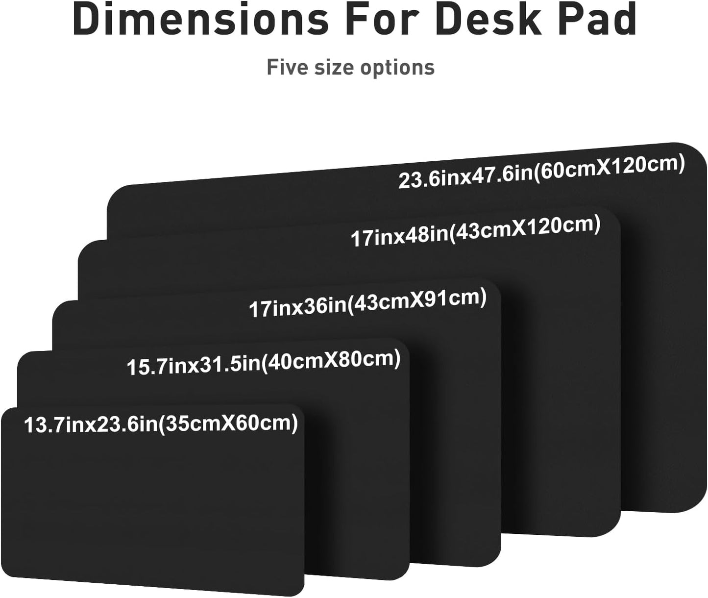 Aothia Leather Desk Pad Protector, Mouse Pad, Office Desk Mat, Non-Slip PU Leather Desk Blotter, Laptop Desk Pad, Waterproof Desk Writing Pad for Office and Home (Black,36" x 17") - Colors A