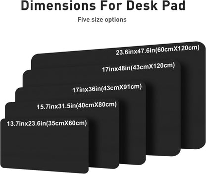 Aothia Leather Desk Pad Protector, Mouse Pad, Office Desk Mat, Non-Slip PU Leather Desk Blotter, Laptop Desk Pad, Waterproof Desk Writing Pad for Office and Home (Black,36" x 17") - Colors A