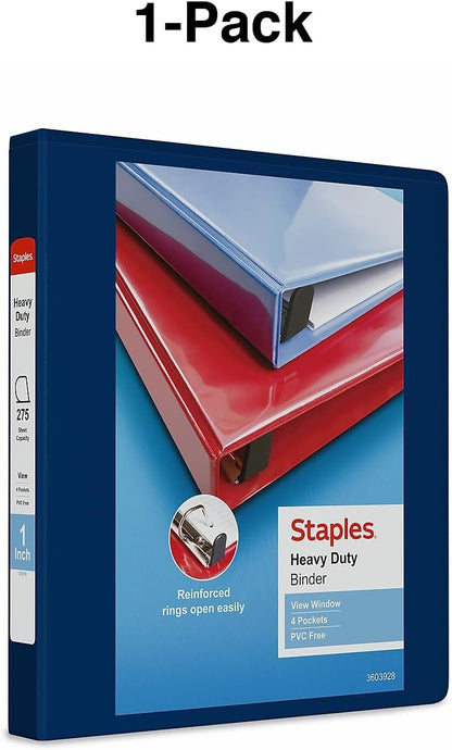 Staples Heavy-Duty 2-Inch D-Ring View Binder, Reinforced Spine, Holds Up to 450 Sheets, Gray, for Office & School