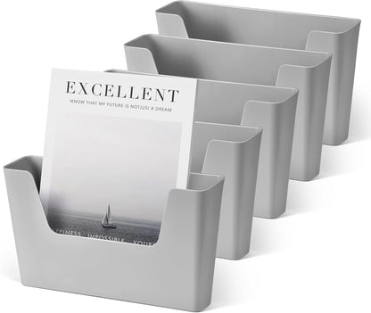 YOHOM No Drilling File Holder Wall Mails Magazines Organizer Adhesive Door Mount, Single Pocket(WHITE, 1 PCS)