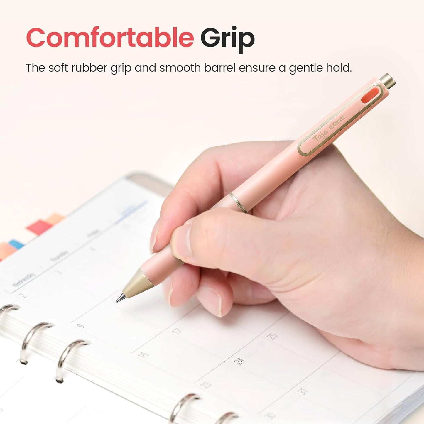 Taja Gel Pens, 6 Pcs Quick Dry Black Gel Ink Pens, 0.5mm Fine Point Smooth Writing Pens for Journaling and Note Taking, Cute Aesthetic Pens for Women & Men-Pastel