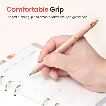 Taja Gel Pens, 6 Pcs Quick Dry Black Gel Ink Pens, 0.5mm Fine Point Smooth Writing Pens for Journaling and Note Taking, Cute Aesthetic Pens for Women & Men-Pastel